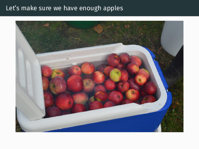 Let’s make sure we have enough apples
