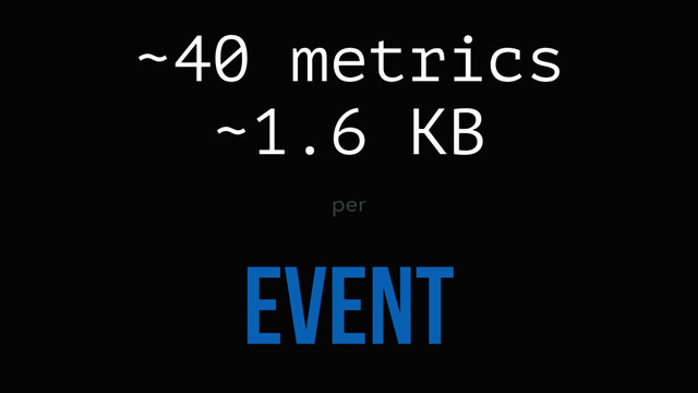 ~40 metrics
~1.6 KB
per
EVENT
