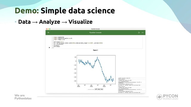 Demo: Simple data science
• Data → Analyze → Visualize
