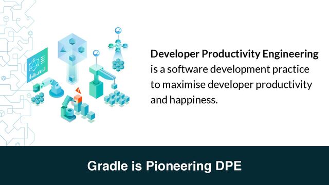 Gradle is Pioneering DPE
Developer Productivity Engineering
is a software development practice
to maximise developer productivity
and happiness.
