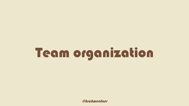 @hschwentner
Team organization
