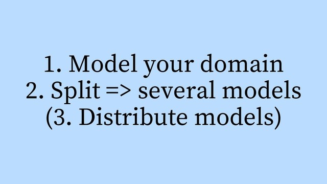 1. Model your domain
2. Split => several models
(3. Distribute models)

