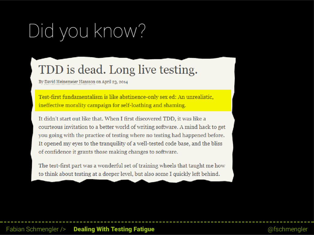 Loathing test self TDD is