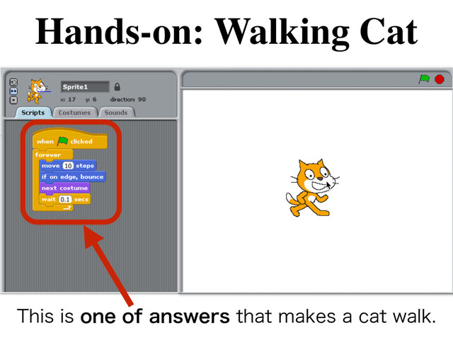 5IJTJTPOFPGBOTXFSTUIBUNBLFTBDBUXBML
Hands-on: Walking Cat
