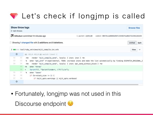 -FUTDIFDLJGMPOHKNQJTDBMMFE
• Fortunately, longjmp was not used in this
Discourse endpoint 
