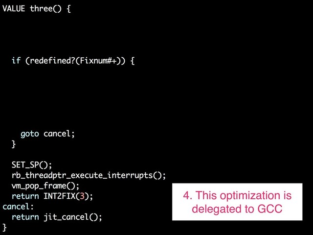 4. This optimization is
delegated to GCC
