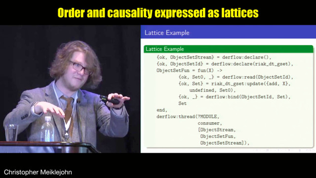 Christopher Meiklejohn
Order and causality expressed as lattices
