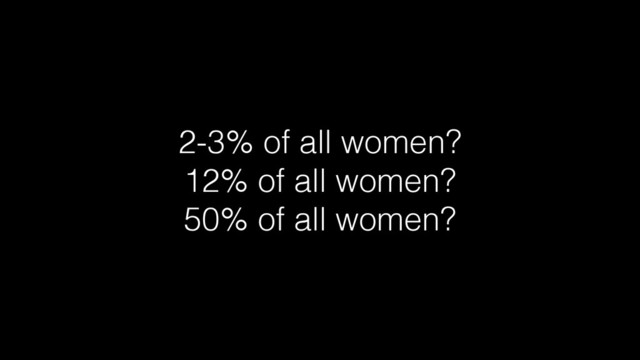 2-3% of all women?
12% of all women?
50% of all women?
