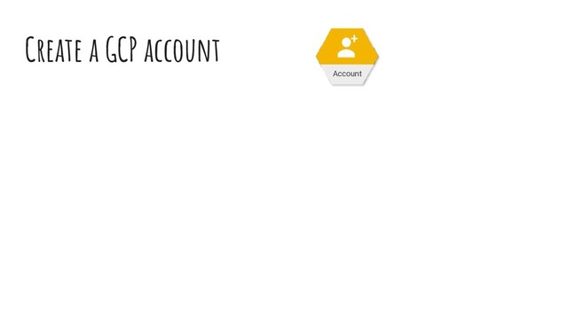 Create a GCP account
Account
