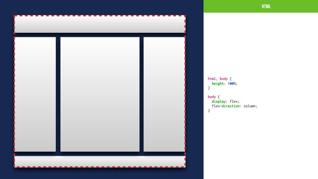 HTML
html, body {
height: 100%;
}
body {
display: flex;
flex-direction: column;
}
