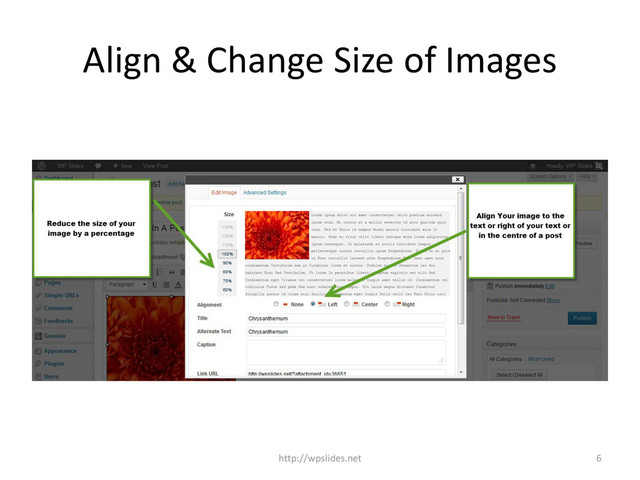 Align & Change Size of Images
http://wpslides.net 6

