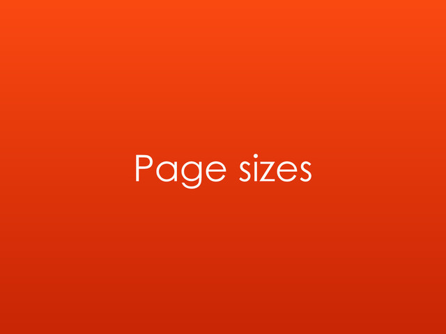 Page sizes
