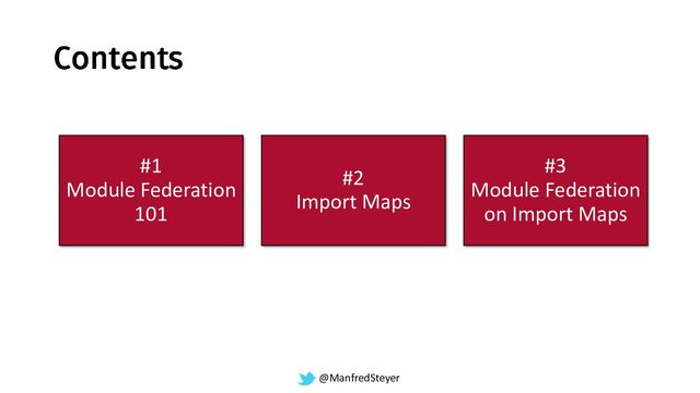 @ManfredSteyer
#1
Module Federation
101
#2
Import Maps
#3
Module Federation
on Import Maps
