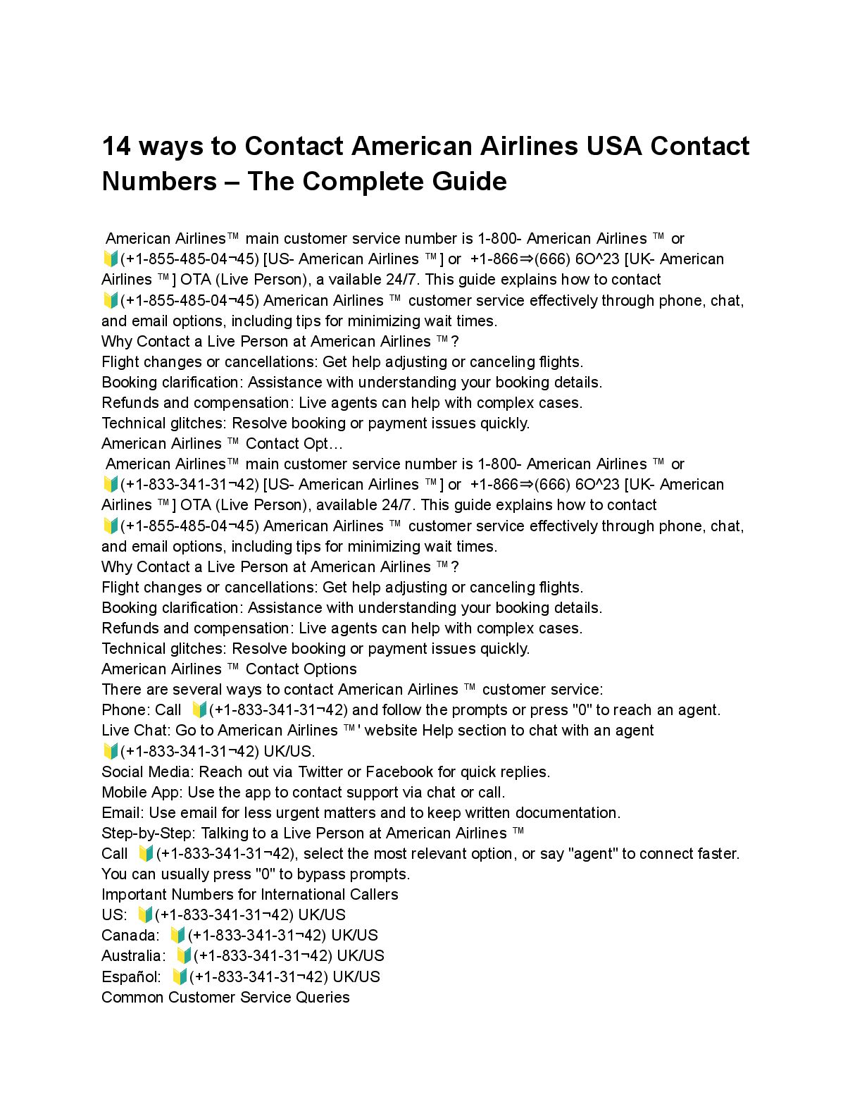 Quickly Connect with American Airlines®️in Minutes: Toll-Free Numbers - Speaker Deck