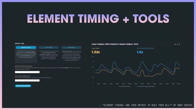 ELEMENT TIMING + TOOLS
— "ELEMENT TIMING: ONE TRUE METRIC TO RULE THEM ALL?" BY ANDY DAVIES
