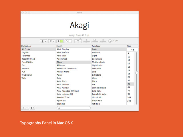 Typography Panel in Mac OS X
