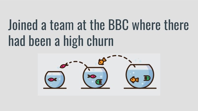 Joined a team at the BBC where there
had been a high churn
