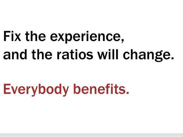 Fix the experience,
and the ratios will change.
Everybody benefits.
