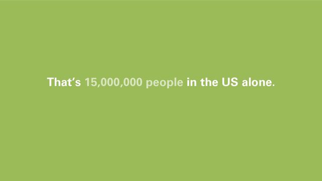 That’s 15,000,000 people in the US alone.
