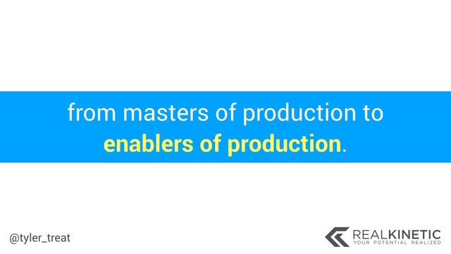@tyler_treat
from masters of production to
enablers of production.
