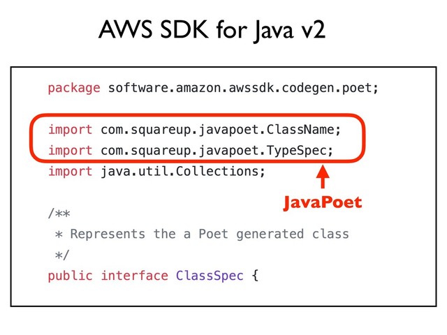 JavaPoet
AWS SDK for Java v2

